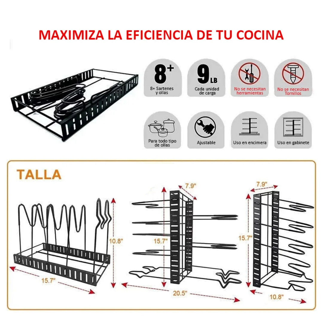 OrdenaTrastes® - Rack para organizar tus ollas, sartenes y tapas