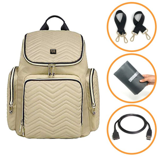 Mochila Pañalera Calidad Premium - Color Crema - Flipo®