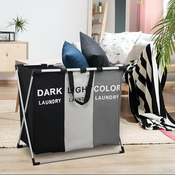 Hamper Clasificador de Ropa con 3 Divisiones – Plegable