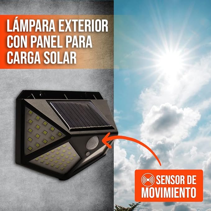 Lampara solar para exterior con sensor de movimiento