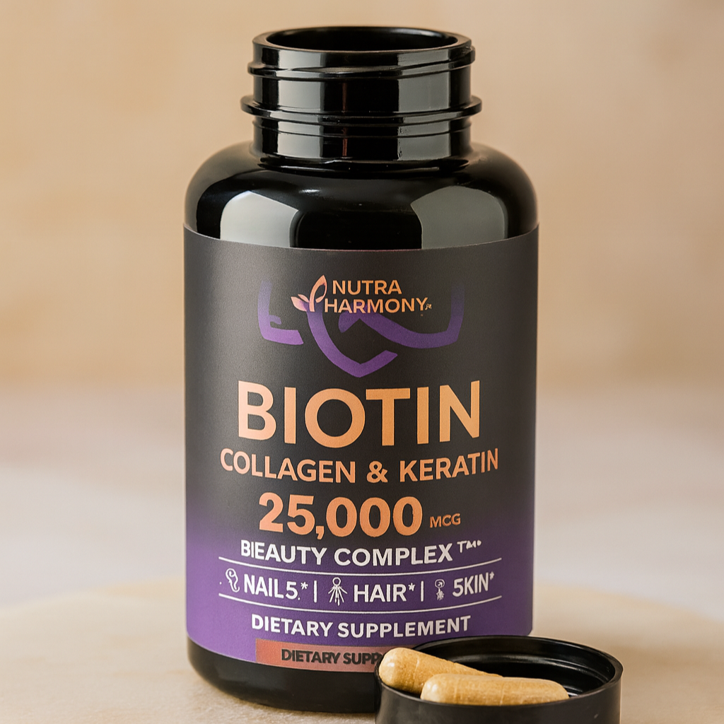 Biotina Ultra Efectiva | Con Colágeno y Keratina 25000 mcg - 60 Cápsulas