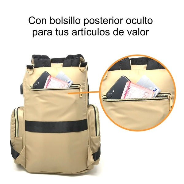 Mochila Pañalera Color Crema - Flipo (Calidad Premium) -