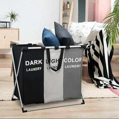 Hamper Clasificador de Ropa con 3 Divisiones – Plegable