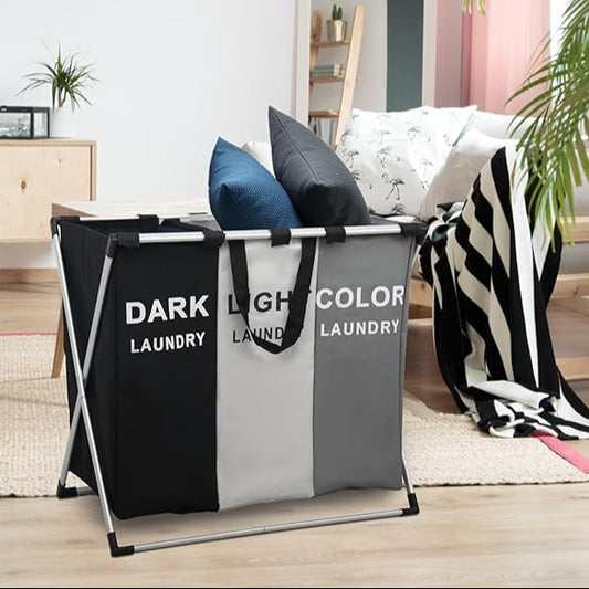 Hamper Clasificador de Ropa con 3 Divisiones – Plegable